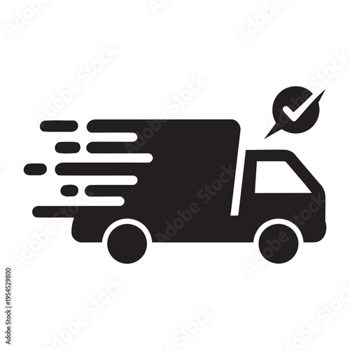 A fast delivery truck with a checkmark.