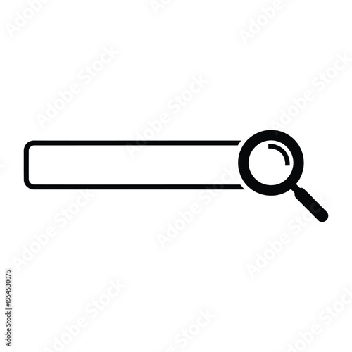 A magnifying glass icon next to a search bar on a white background.