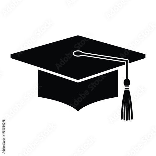 A black graduation cap with tassel.