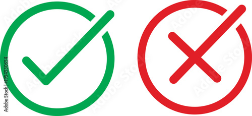 Visual representation of correct and incorrect indicators using checkmark and cross symbols