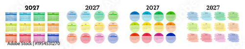 Set of calendars for 2027 isolated on a white background