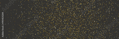 Gold glittering dust with stars on transparent backdrop