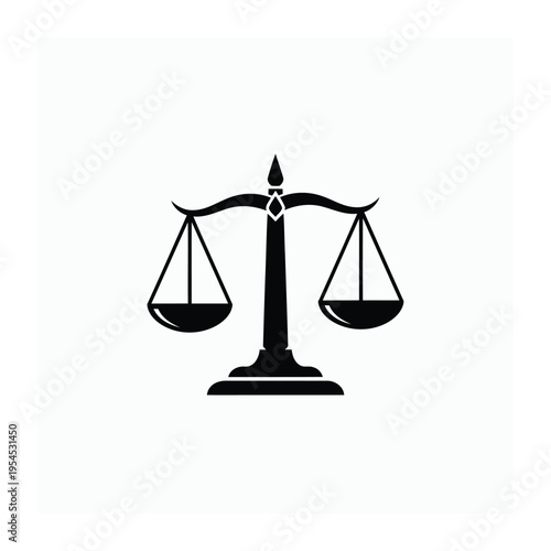 A black silhouette of a balance scale on a white background.