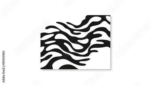 Black silhouette abstract geometric illustration of wavy lines on a white background, used as a design element or icon in business and art applications with a modern aesthetic.