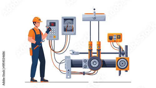 Industry Technician at Work: An industry technician meticulously works on complex machinery, embodying skill and expertise in a demanding technical environment.