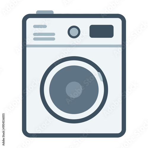 Vector of a front-loading washing machine with a minimalist design