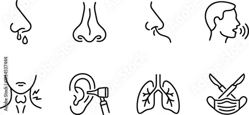 A set of medical icons illustrating various human body parts and health concepts