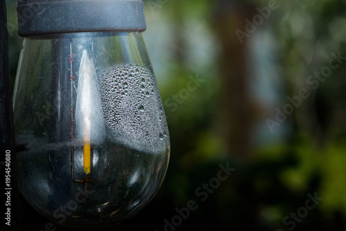 Condensation forming inside outdoor lamp glass globe