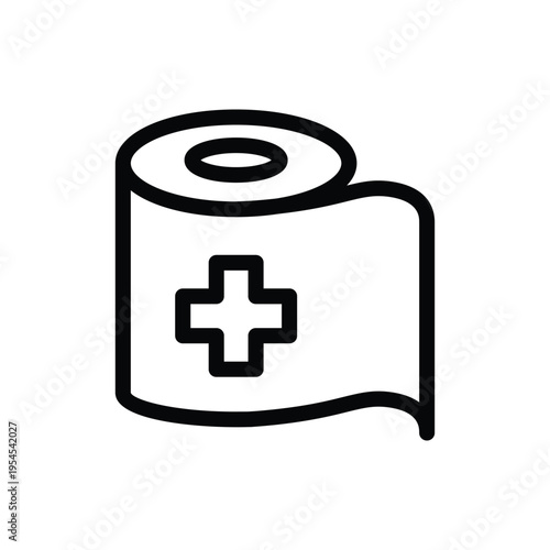 tissue toilet with red cross sign outline icon vector design good for web or mobile app