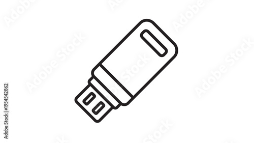 USB flash drive icon with black outline on a white background, representing digital data storage and transfer.