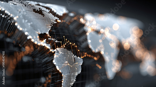 blockchain network overlay on a world map illustrating secure international transactions digital ledger technology financial efficiency and global connectivity with copy space