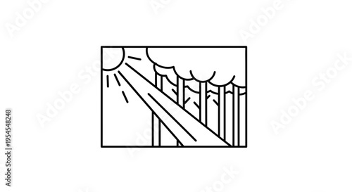 Sunlight beams through forest canopy, illuminating trees and nature's beauty.