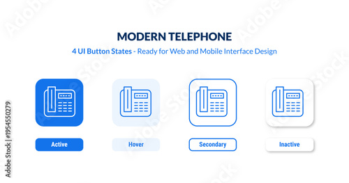 modern telephone UI Button States Set. Outline icon kit from tools and utensils collection. Thin linear modern telephone, telephone, business editable vector. Line vector modern telephone sign