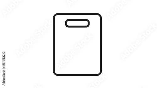 Cutting board icon with rounded corners and a handle opening, representing kitchen preparation for food.