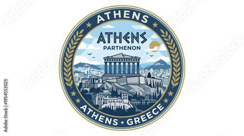 Ancient Parthenon Temple in Athens Greece Landmark.