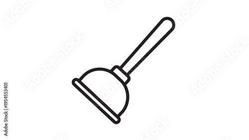 Plunger tool with a rubber cup and handle icon symbolizing plumbing and home maintenance tasks featuring cleaning, household, bathroom with toilet
