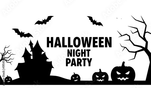 Halloween Night Party Invitation Card Vector Haunted House Design