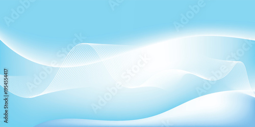Abstract blue gradient background with shining lines waves. Minimalist background for banner, poster, cover, brochure, flyer, website