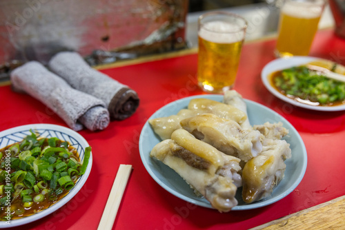 Braised pork leg served as asian food dish