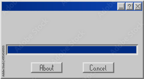 Classic pixel computer dialog window with completed progress bar. Retro operating system style interface element isolated for UI design, software concepts, technology graphics, and digital templates.