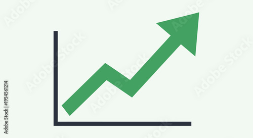 Green arrow shows growth on graph chart