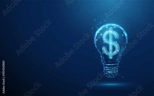 3d blue light bulb with dollar sign inside. Business innovation, financial opportunity, startup monetization, investment insight, money-making strategy concept.