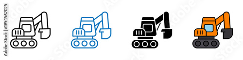  Excavator multi - style icon design concept	
