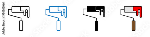 Paint roller multi - style icon design concept	
