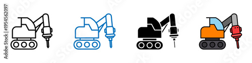 Drilling multi - style icon design concept	
