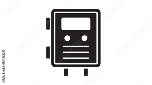 Meter black icon with rounded corners and simple graphic interface for measurements and data display.