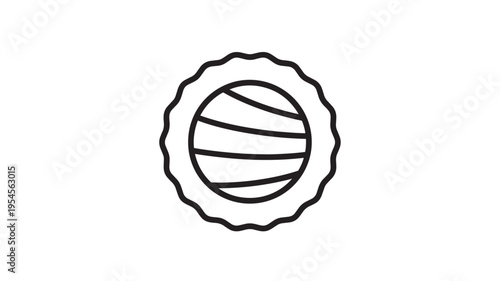 Pie slice icon with decorative crust and horizontal filling lines, hand-drawn in black ink on a white background.