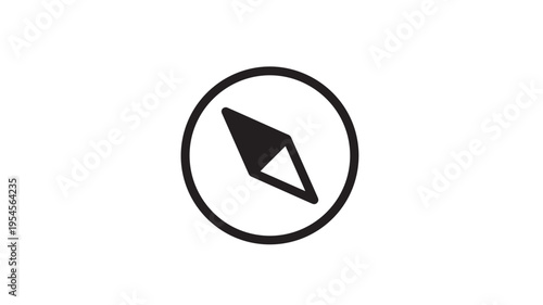 Compass icon with black outline and pointer indicating direction, perfect for navigation and travel themes.