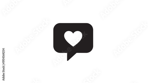 Speech bubble icon with a white heart symbol inside, representing likes and positive feedback on social media platforms.