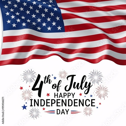 Free Download Illustration of happy 4th of july independence day celebration with american flag and fireworks on white background - GFXLoad