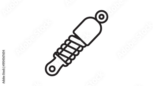 Shock absorber icon with a coiled spring and looped ends for suspension systems in vehicles and machinery