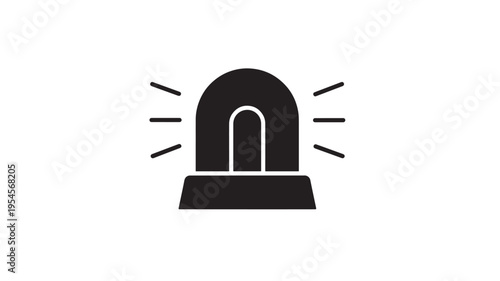 Siren icon with flashing light effect for emergency alerts or security systems on a white background, simple glyph style