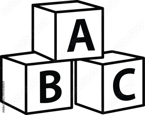 Stacked alphabet blocks with letters a b and c