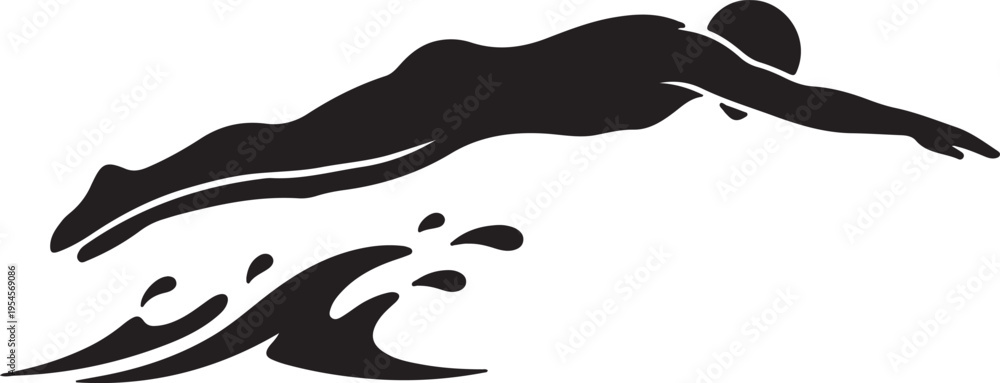 Obraz premium swimmer die icon in silhouette on white background.