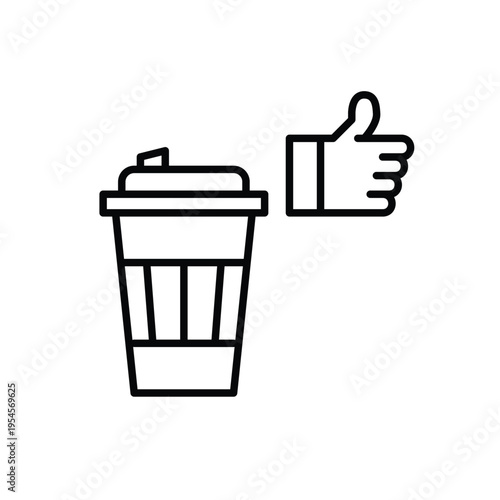 Takeaway coffee cup and like. Customer approval. Pixel perfect, editable stroke vector icon