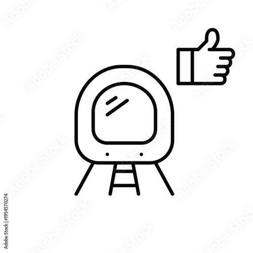 Urban commute rating and rail transport approval. Subway train and like. Pixel perfect, editable stroke vector icon