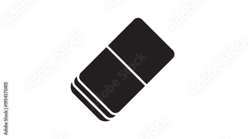 Eraser icon with black rounded corners and a dividing line, symbolizing correction and mistakes. featuring rubber, stationery, error with delete and