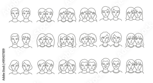 Diverse Couple Icons: People Icons, Relationship Icons, Emotion Icons