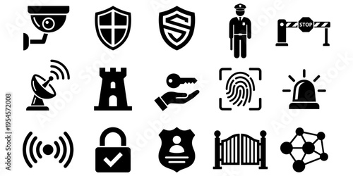 set of vector silhouettes of medieval shields