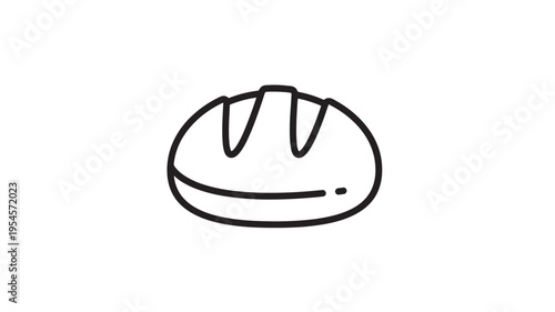 Bread loaf with score marks hand-drawn icon on white background, simple and minimalist design for baked goods.
