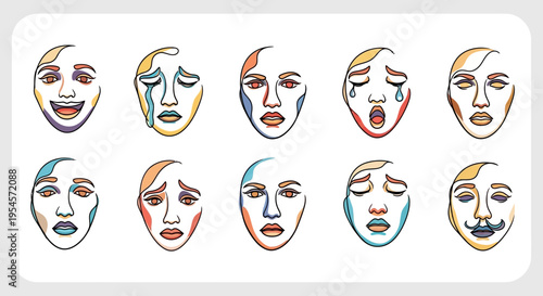 Diverse Human Emotions Expressed Through Stylized Faces