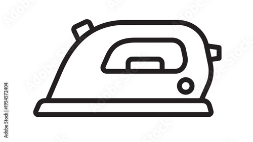 Iron household appliance icon with simple black outline and clean lines on a white background for easy integration.