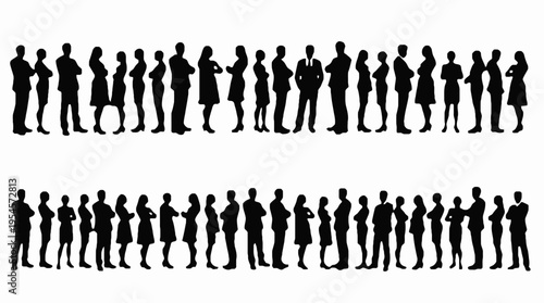 Businessman silhouettes , group of standing business men and women 
