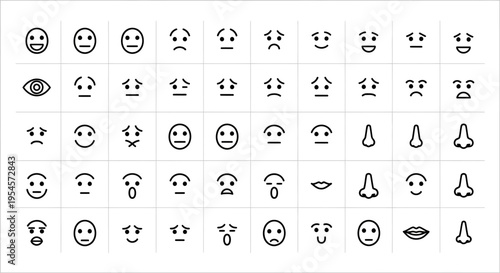 Emoticon Faces Icons Set: Different Emotions and Expressions Collection