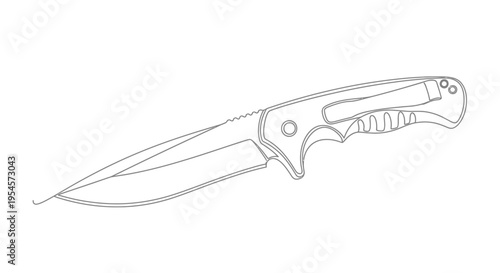 Folding Knife Outline Illustration - Vector Graphic