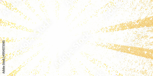 Abstract golden lines and dots radiating from a central point